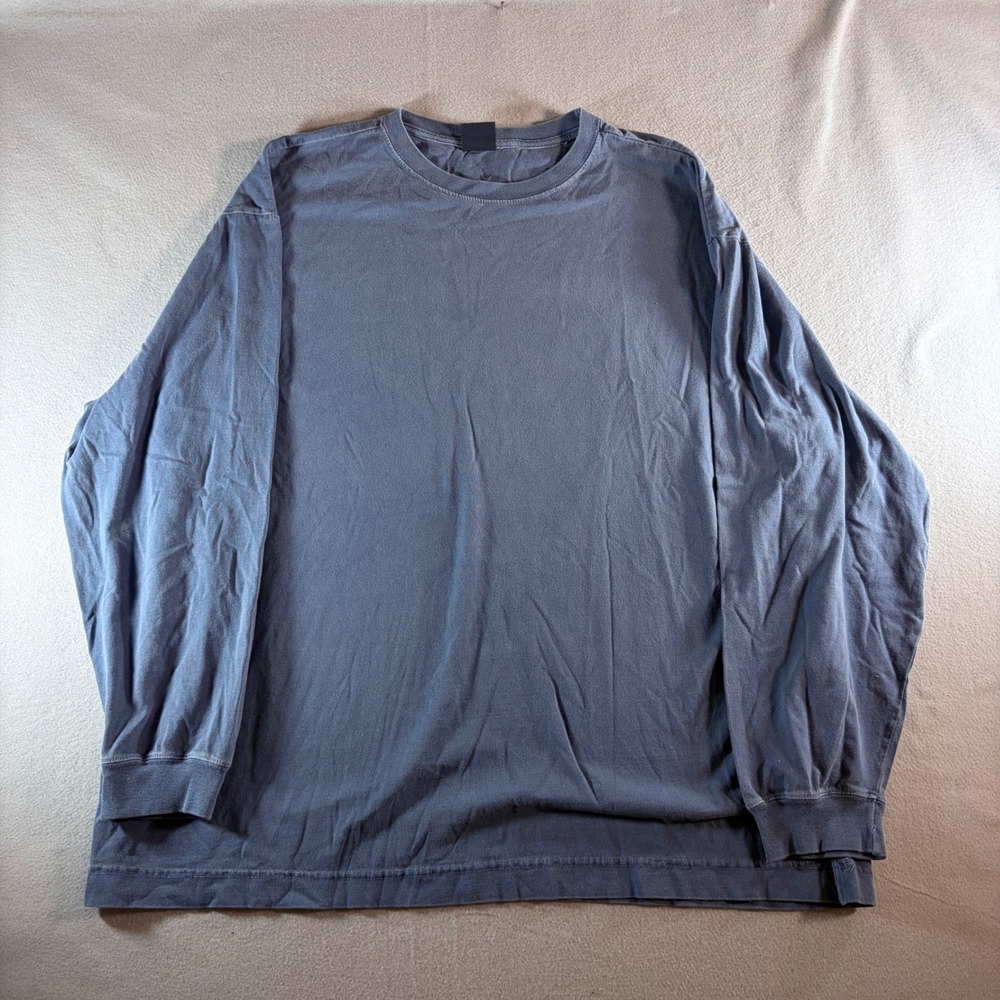 Woolrich Mens XXL Long Sleeve T-Shirt Blue Cotton Crew Neck Heavyweight Tee